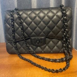 Quilted Chanel Style Jumbo Double Flap